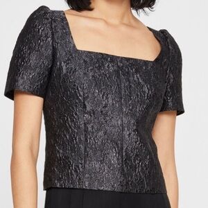 Club Monaco Brocade Puff Sleeve Chemise in Black